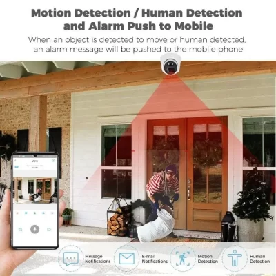 Easy installation of indoor dome CCTV camera with night vision and two-way audio for home or office security.