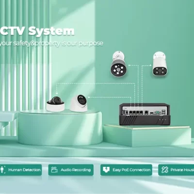 High-definition 5MP cameras for clear video surveillance in PoE NVR systems.