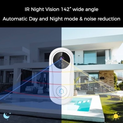 Night vision mode of Rechargeable Smart Doorbell Camera capturing clear video in low light