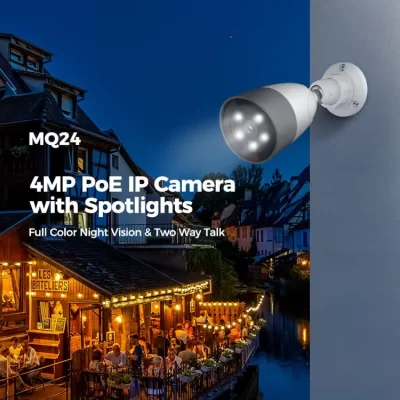 Full-color night vision footage from 4MP POE bullet camera for clear surveillance in low light conditions