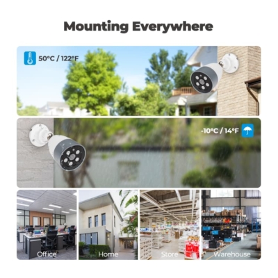 Installation of 5MP PoE security camera system in home or office.