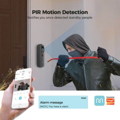 Night vision of Tuya Smart Wireless Doorbell capturing clear video in low light.