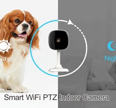 Tuya-enabled wireless security camera for indoor home monitoring.