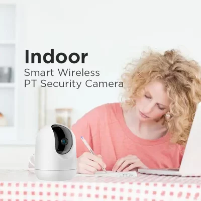 Indoor WiFi camera with built-in two-way audio for baby monitoring and communication