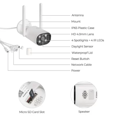 Easy installation of 4MP Full Color WiFi security camera with IR and Tuya platform integration for home or business surveillance.