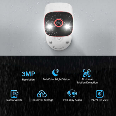 Iufuture A31 2K Pet Dog Camera with WiFi and Color Night Vision, Indoor Use, IP66 Waterproof.