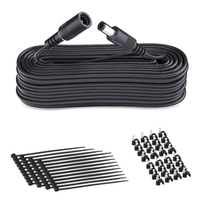 Jennov DC power extension cable 10M with durable connectors and included cable ties for secure installation