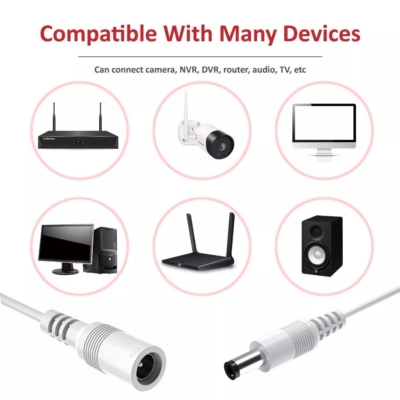 Jennov DC power extension cable 10M suitable for connecting cameras, NVR, and other devices
