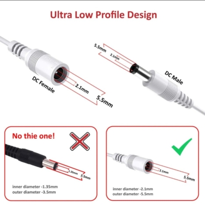 Jennov DC power extension cable 10M with ultra low profile design for versatile connection