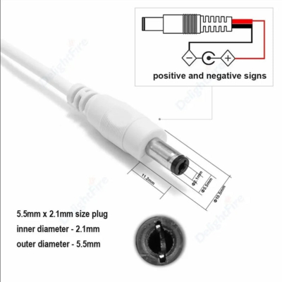 DC power extension cable 10M with 5.5mm x 2.1mm connector for reliable electrical connections