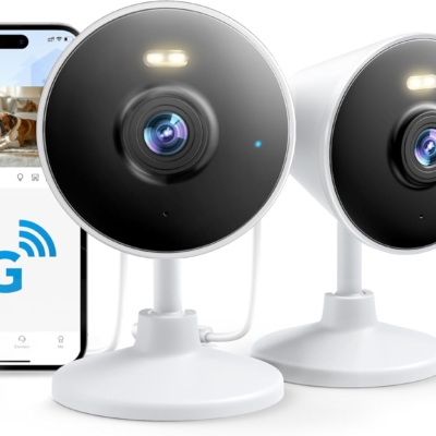 5G WiFi Smart Security Cameras – Indoor/Outdoor 2-Pack with Color Night Vision